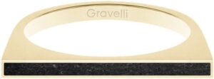 Gravelli Ocelový prsten s betonem One Side zlatá/antracitová GJRWYGA121 53 mm