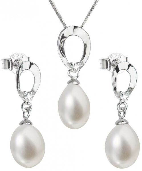 Evolution Group Luxusní stříbrná souprava s pravými perlami Pavona 29029.1 (náušnice
