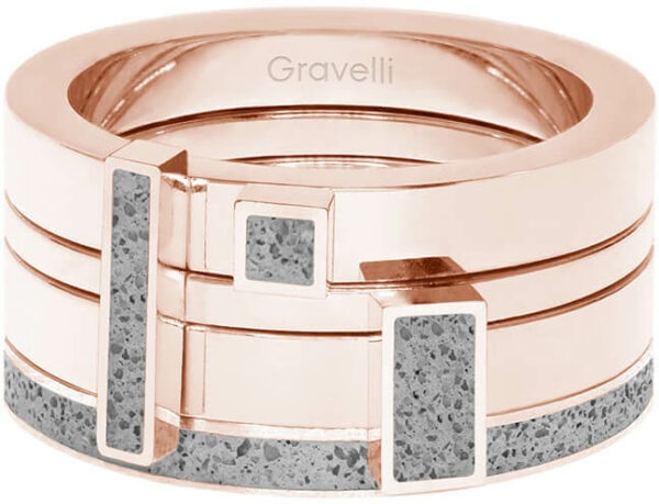 Gravelli Sada čtyř prstenů s betonem Quadrium bronzová/šedá GJRWRGG124 50 mm