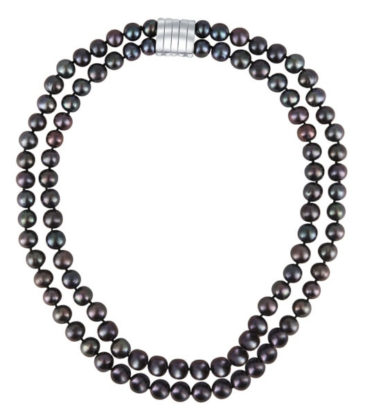 JwL Luxury Pearls Dvojitý náhrdelník z pravých černých perel JL0657