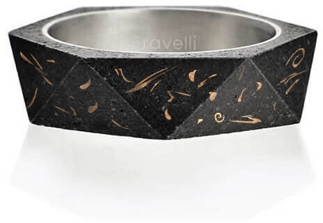Gravelli Stylový betonový prsten Cubist Fragments Edition měděná/antracitová GJRUFCA005 69 mm
