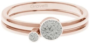 Gravelli Sada ocelových prstenů s betonem Double Dot bronzová/šedá GJRWRGG108 50 mm