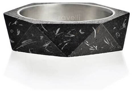 Gravelli Stylový betonový prsten Cubist Fragments Edition ocelová/antracitová GJRUFSA005 72 mm