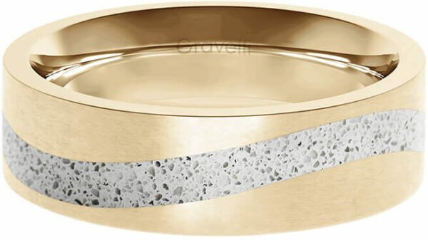 Gravelli Betonový prsten Curve zlatá/šedá GJRWYGG113 50 mm