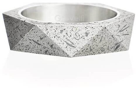 Gravelli Stylový betonový prsten Cubist Fragments Edition ocelová/šedá GJRUFSG005 56 mm