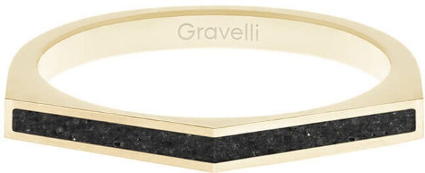 Gravelli Ocelový prsten s betonem Two Side zlatá/antracitová GJRWYGA122 50 mm