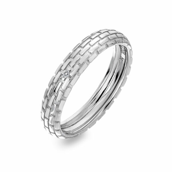 Hot Diamonds Moderní stříbrný prsten s diamantem Woven DR234 59 mm