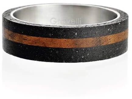 Gravelli Betonový prsten antracitový Simple Wood GJRUWOA001 66 mm
