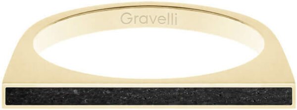 Gravelli Ocelový prsten s betonem One Side zlatá/antracitová GJRWYGA121 50 mm