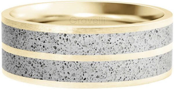 Gravelli Betonový prsten Fusion Double line zlatá/šedá GJRWYGG112 50 mm