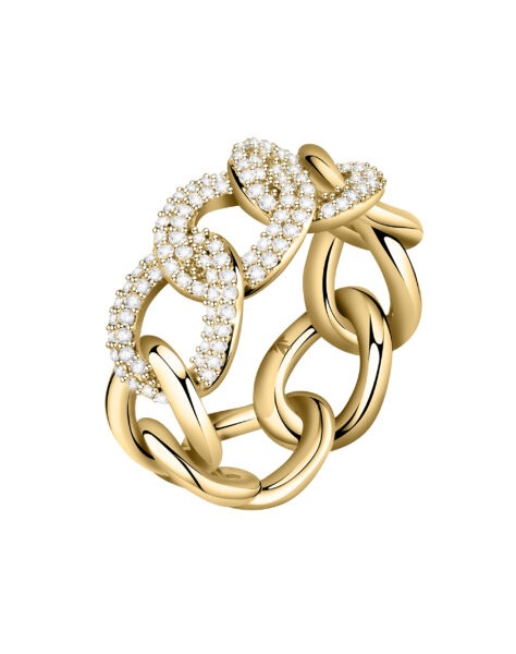 Morellato Elegantní pozlacený prsten s krystaly Incontri SAUQ110 58 mm
