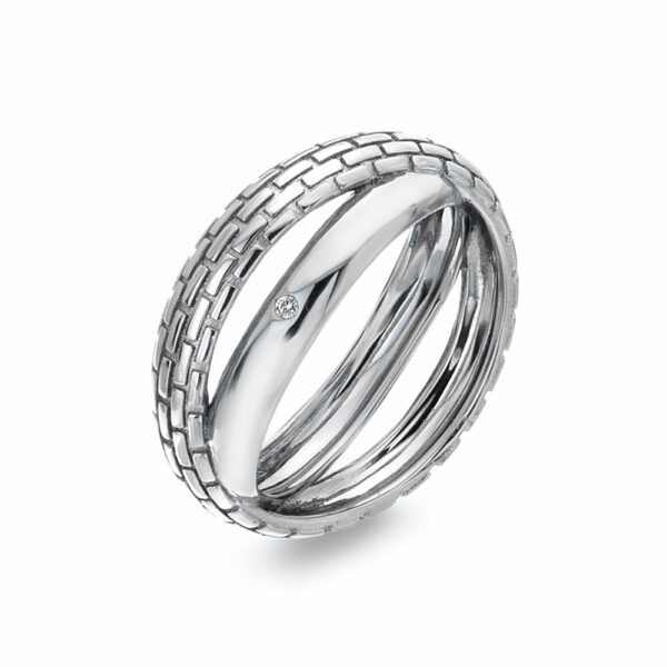 Hot Diamonds Originální stříbrný prsten s diamantem Woven DR235 54 mm