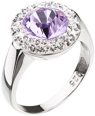 Evolution Group Stříbrný prsten s fialkovým krystalem Swarovski 35026.3 58 mm