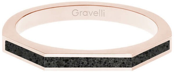Gravelli Ocelový prsten s betonem Three Side bronzová/antracitová GJRWRGA123 56 mm