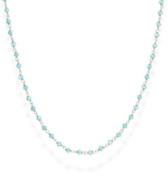Amen Něžný stříbrný náhrdelník se světle zelenými krystaly Romance CLBT 70 cm