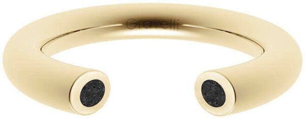 Gravelli Otevřený prsten s betonem Open zlatá/antracitová GJRWYGA107 50 mm