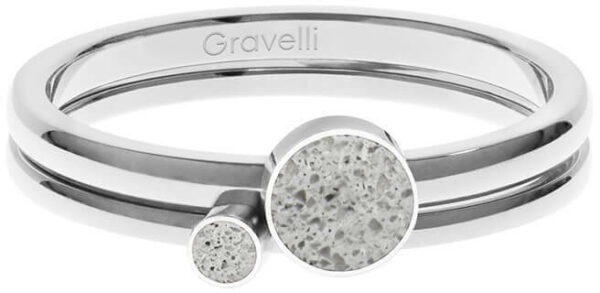 Gravelli Sada ocelových prstenů s betonem Double Dot ocelová/šedá GJRWSSG108 56 mm