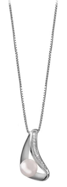 Silver Cat Elegantní náhrdelník se zirkony a perličkou SC297 (řetízek