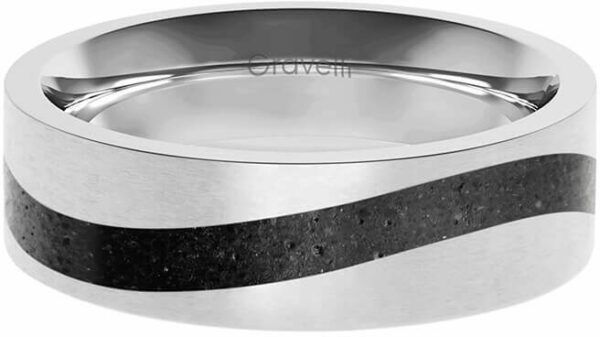 Gravelli Betonový prsten Curve ocelová/antracitová GJRWSSA113 53 mm