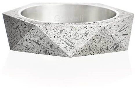 Gravelli Stylový betonový prsten Cubist Fragments Edition ocelová/šedá GJRUFSG005 53 mm