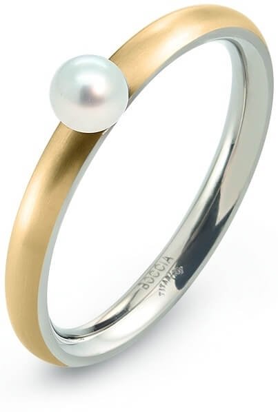 Boccia Titanium Pozlacený titanový prsten s perličkou 0145-02 55 mm