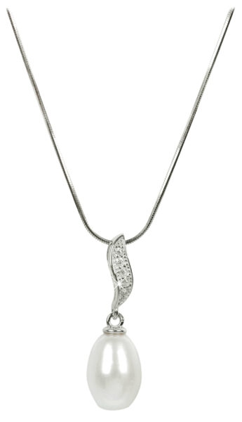 JwL Luxury Pearls Stříbrný náhrdelník s perlou a zirkony JL0200 (řetízek