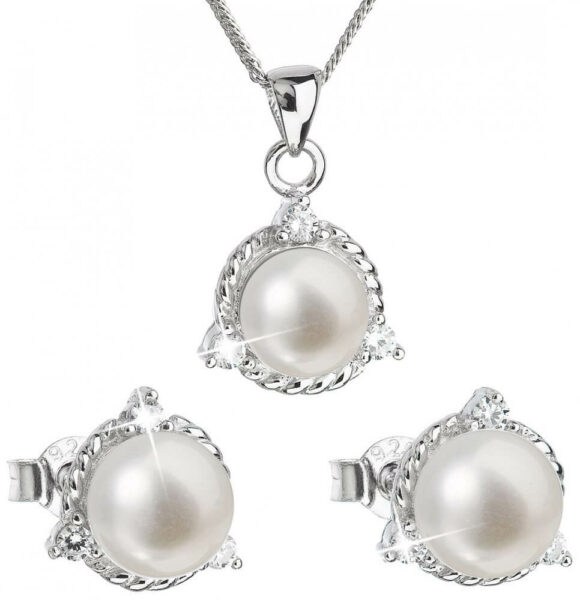 Evolution Group Luxusní stříbrná souprava s pravými perlami Pavona 29033.1 (náušnice