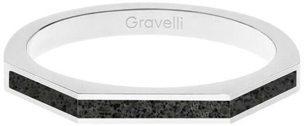 Gravelli Ocelový prsten s betonem Three Side ocelová/antracitová GJRWSSA123 53 mm