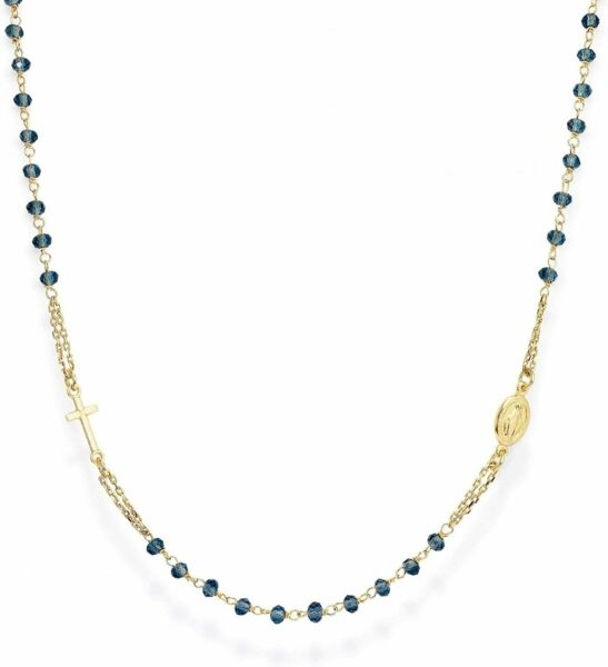 Amen Pozlacený stříbrný náhrdelník s krystaly Rosary CROGBL3