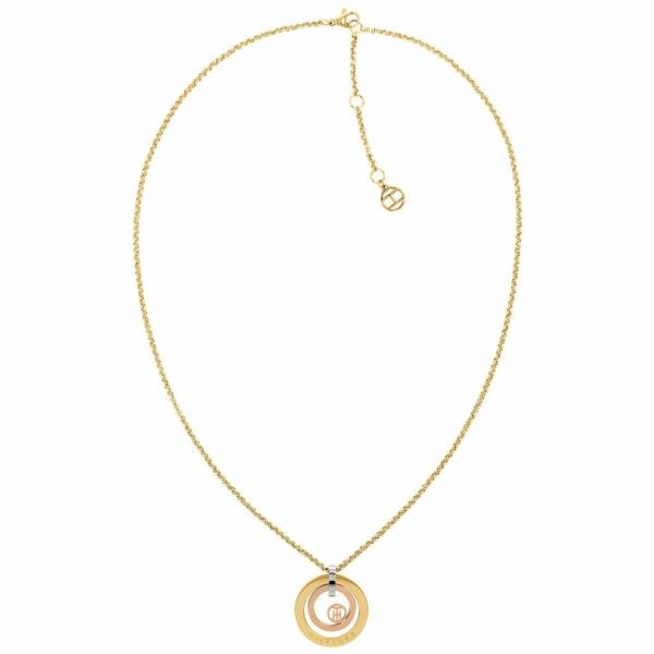 Tommy Hilfiger Luxusní pozlacený náhrdelník s bicolor přívěskem 2780537