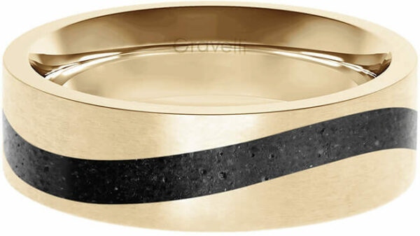 Gravelli Betonový prsten Curve zlatá/antracitová GJRWYGA113 53 mm