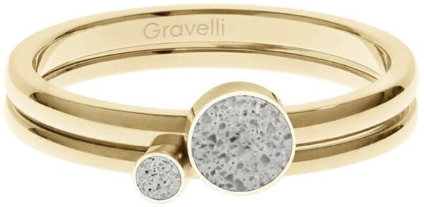 Gravelli Sada ocelových prstenů s betonem Double Dot zlatá/šedá GJRWYGG108 50 mm