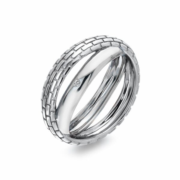 Hot Diamonds Originální stříbrný prsten s diamantem Woven DR235 55 mm