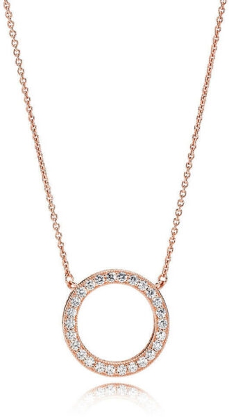 Pandora Bronzový náhrdelník s třpytivým přívěskem Rose 580515CZ-45