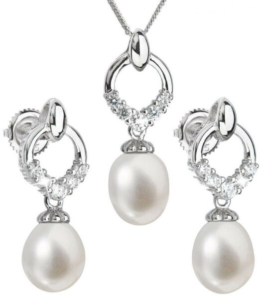 Evolution Group Luxusní stříbrná souprava s pravými perlami Pavona 29015.1 (náušnice