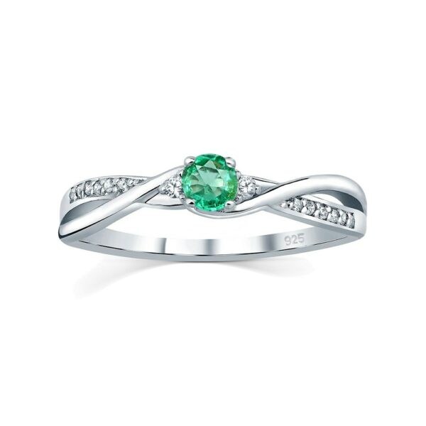 Silvego Stříbrný prsten s pravým přírodním smaragdem JJJR1100ER 55 mm
