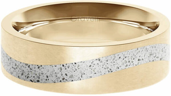 Gravelli Betonový prsten Curve zlatá/šedá GJRWYGG113 53 mm