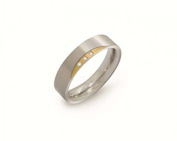 Boccia Titanium Pozlacený titanový prsten s diamanty 0138-04 62 mm