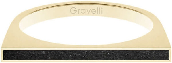 Gravelli Ocelový prsten s betonem One Side zlatá/antracitová GJRWYGA121 56 mm