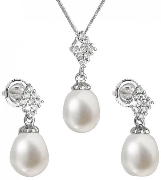 Evolution Group Luxusní stříbrná souprava s pravými perlami Pavona 29018.1 (náušnice