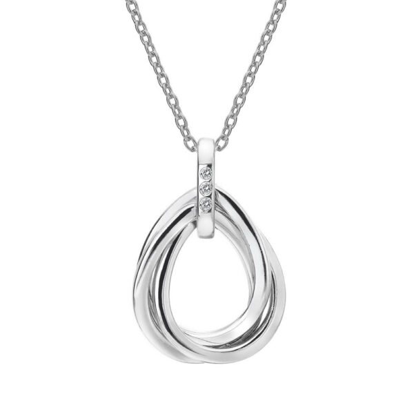 Hot Diamonds Stříbrný náhrdelník s diamanty Trio Teardrop DP779 (řetízek