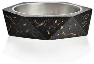 Gravelli Stylový betonový prsten Cubist Fragments Edition měděná/antracitová GJRUFCA005 56 mm