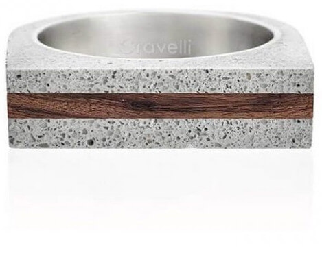 Gravelli Betonový prsten šedý Stamp Wood GJRUWOG004 53 mm