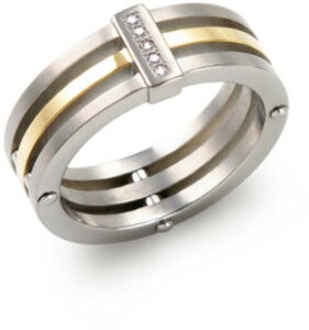 Boccia Titanium Pozlacený titanový prsten s diamanty 0126-02 53 mm