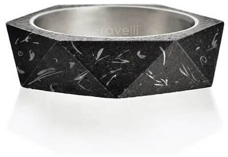 Gravelli Stylový betonový prsten Cubist Fragments Edition ocelová/antracitová GJRUFSA005 53 mm