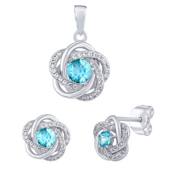 Silvego Stříbrný set šperků ROSALYN s pravým Topazem Swiss a Brilliance Zirconia JJJS0088TS (náušnice