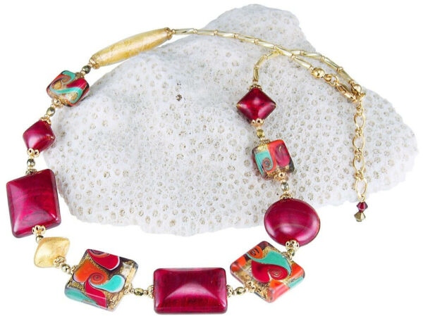 Lampglas Skvostný náhrdelník Indian Summer s 24karátovým zlatem v perlách Lampglas NRO6