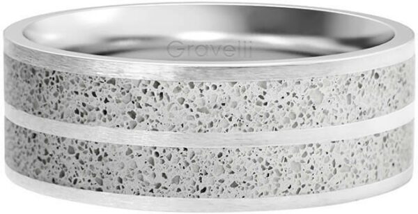Gravelli Betonový prsten Fusion Double line ocelová/šedá GJRWSSG112 53 mm