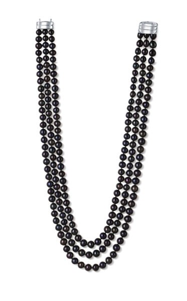 JwL Luxury Pearls Luxusní třířadý náhrdelník z pravých černých perel JL0669