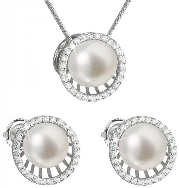 Evolution Group Luxusní stříbrná souprava s pravými perlami Pavona 29034.1 (náušnice
